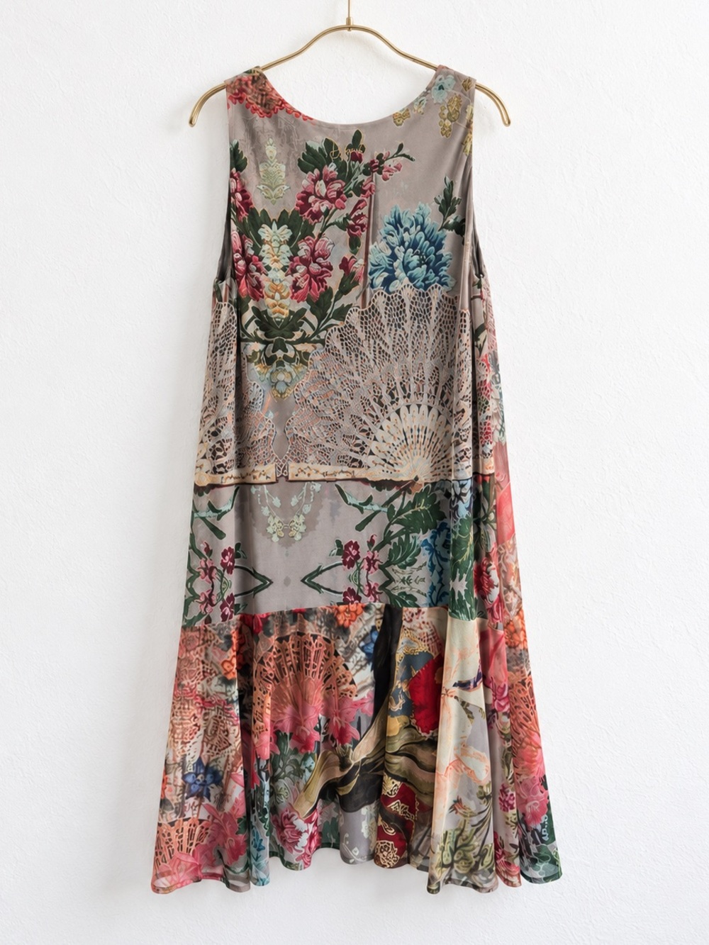 Desigual Lucille Vest XL Multicolor Floral Patchwork Flounce hem colorful Dress - Picture 3 of 4